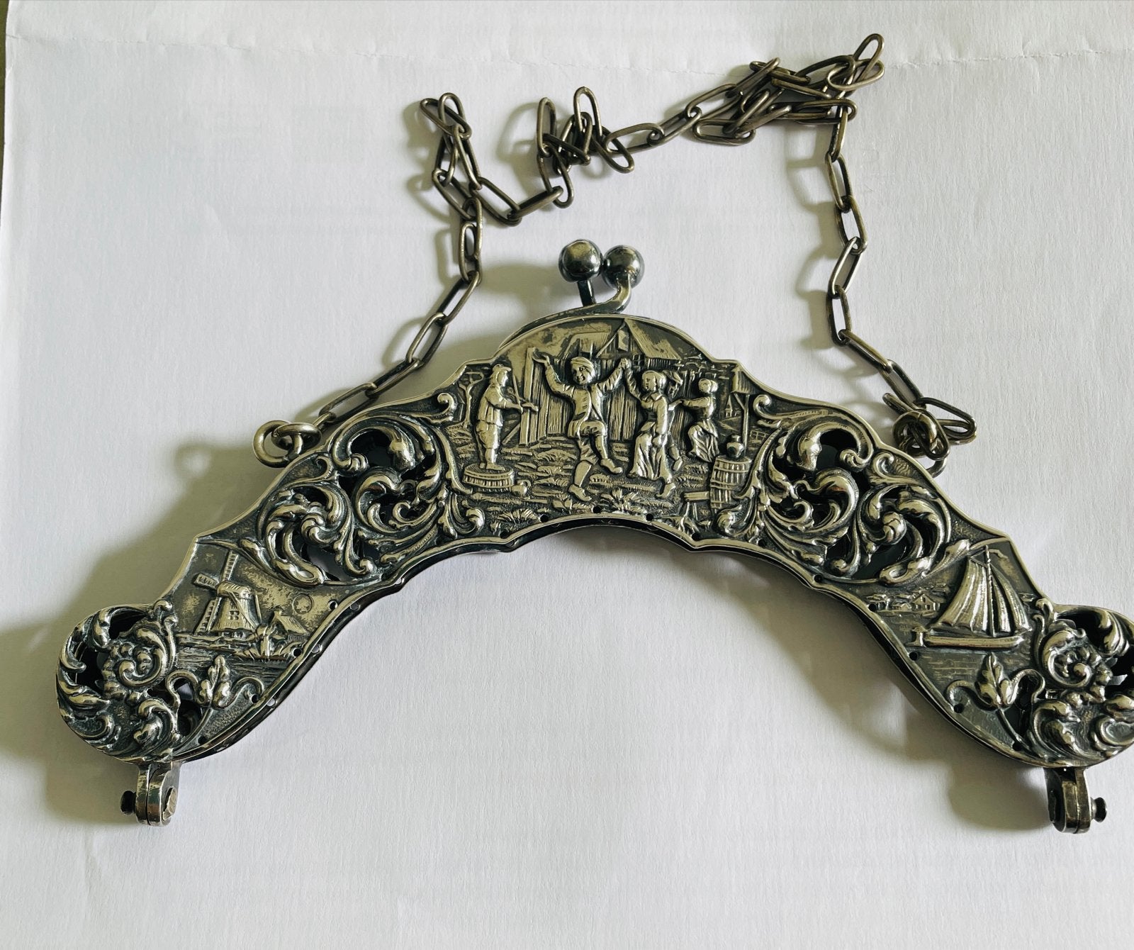 Antieke zilveren tasbeugel, Oudhollands, 103 gr, 17 cm, Ophalen of Verzenden, Zilver