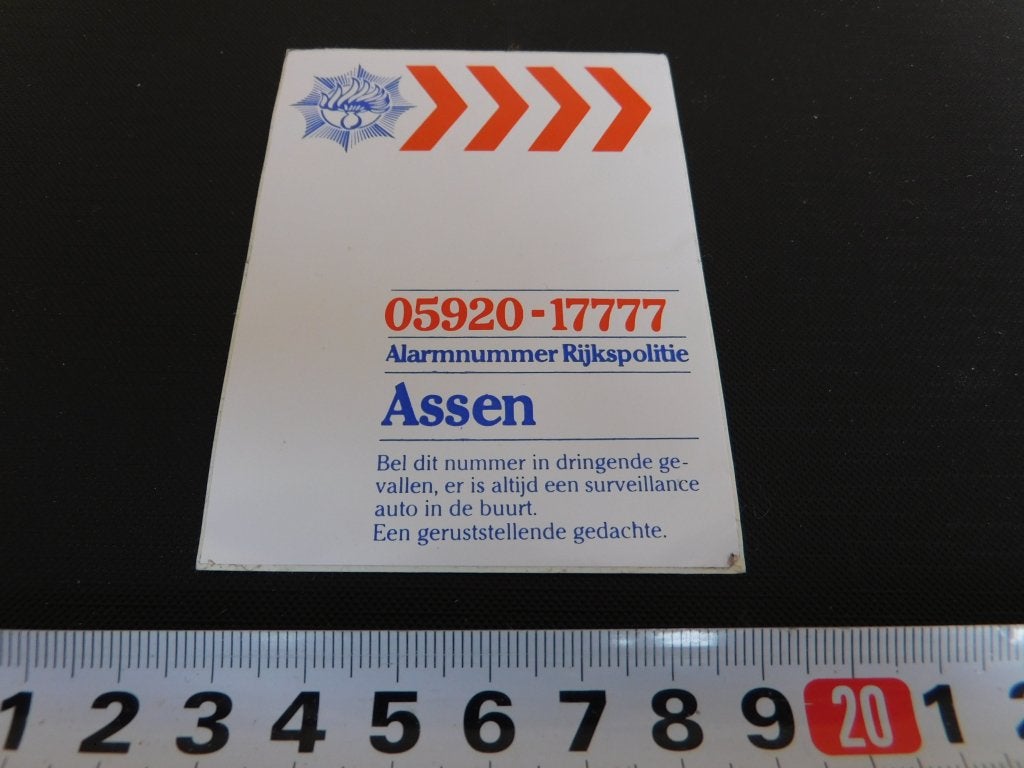 sticker Politie Rijkspolitie Assen RP 05920-17777 *, Ophalen, Zo goed als nieuw