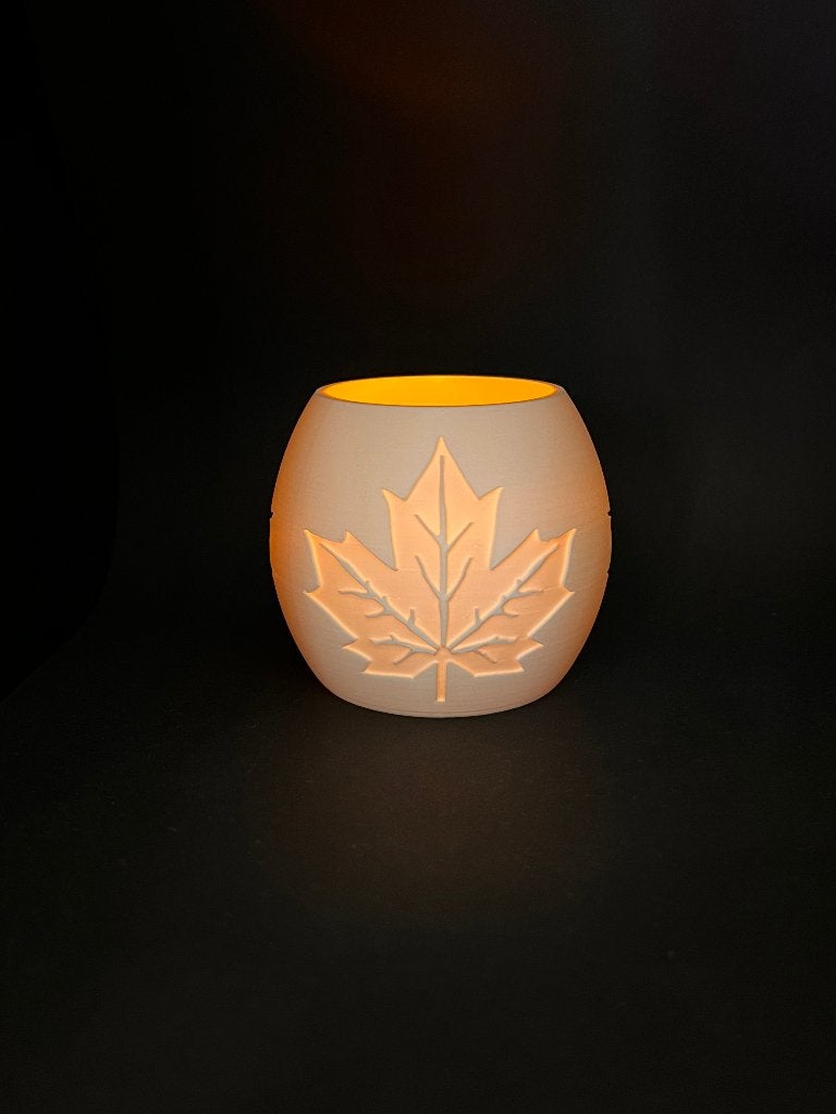 Waxinelichthouder herfst | 3D geprint sfeerlicht 8 cm, Kunststof, Wit, Waxinelichthouder, Nieuw