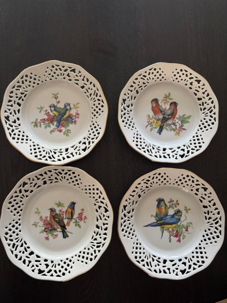 Set van 4 decoratieve borden met vogels, Antiek en Kunst, Ophalen