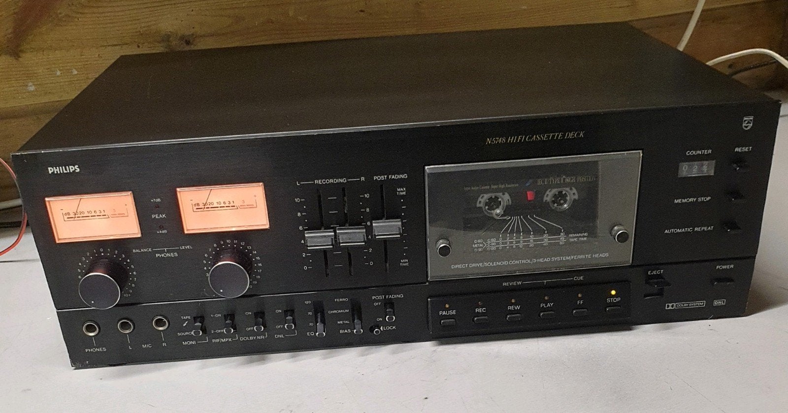 Philips N5748 cassettedeck met tandwiel probleem  lees!, Ophalen of Verzenden, Philips