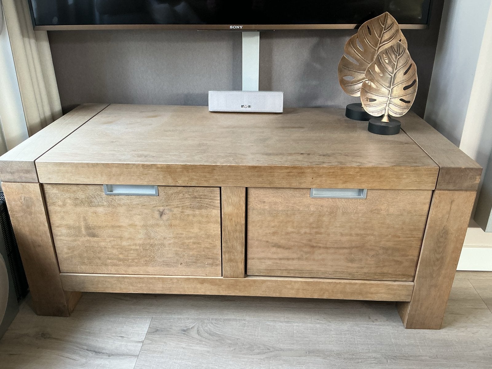 Eiken Dressoir, Eettafel en TV-meubel Set, Ophalen, Gebruikt, Eikenhout, 200 cm of meer
