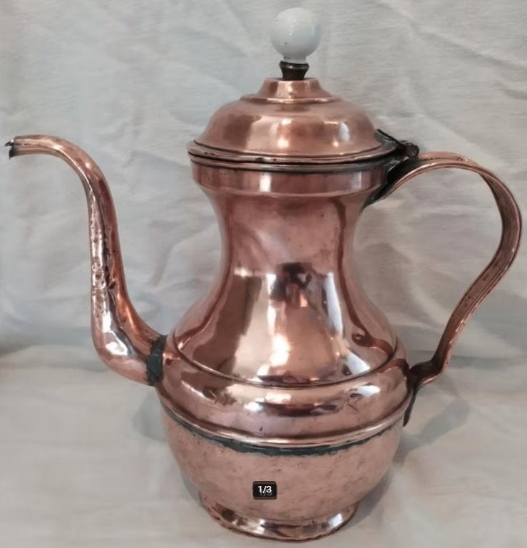 Antieke roodkoperen thee/koffiepot, Ophalen of Verzenden, Koper