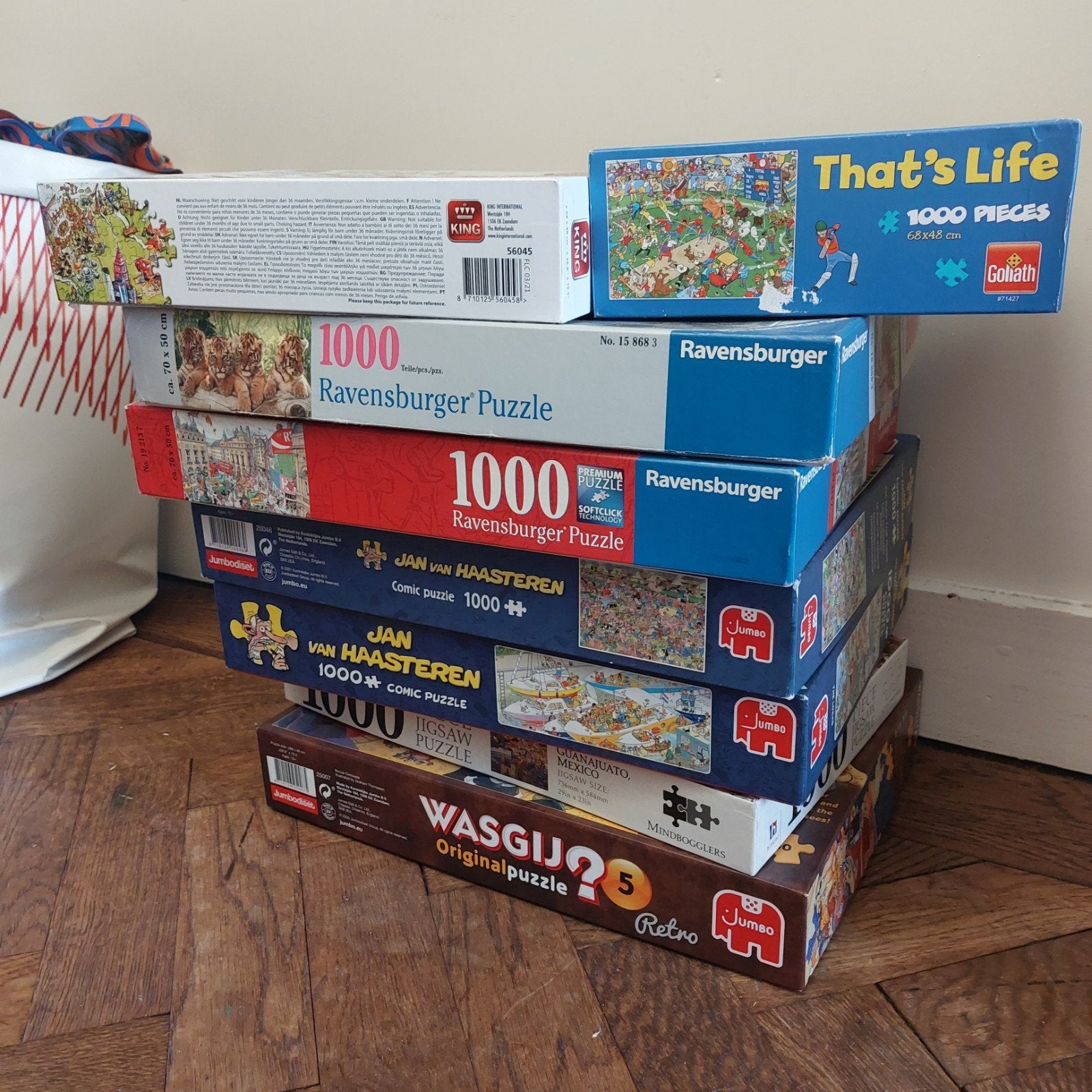 8 puzzels 1000 stukjes: oa Ravensburger en Jan van Haastere, Hobby en Vrije tijd, Denksport en Puzzels, Ophalen of Verzenden, 500 t/m 1500 stukjes