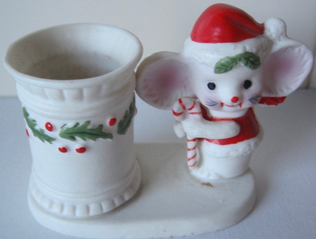 kaarsenstandaard voor kerst met muis met kerstmuts, Ophalen of Verzenden, Zo goed als nieuw