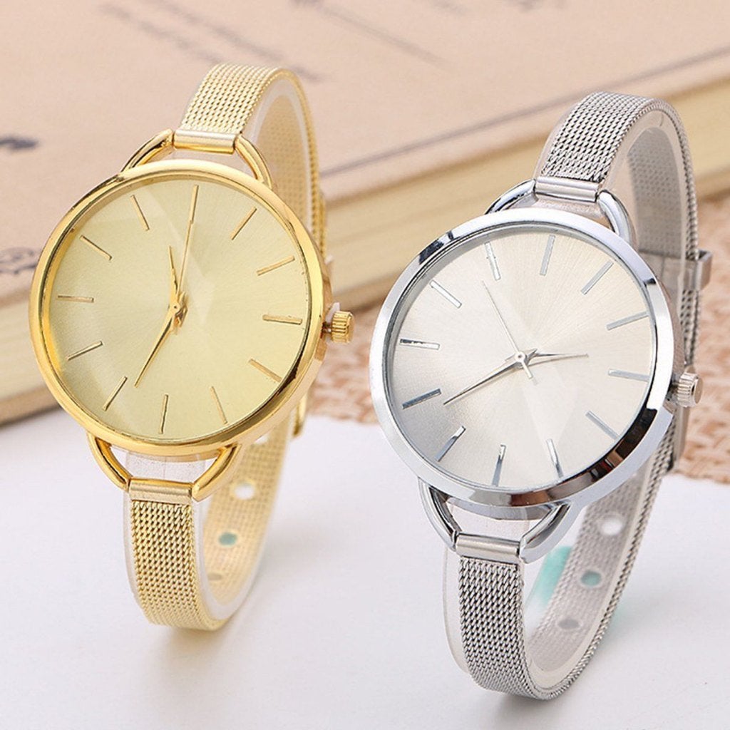 Goud Zilver Dames Horloge / Quartz Staal Mode Fashion Rond, Sieraden, Tassen en Uiterlijk, Horloges | Dames, Overige merken, Staal