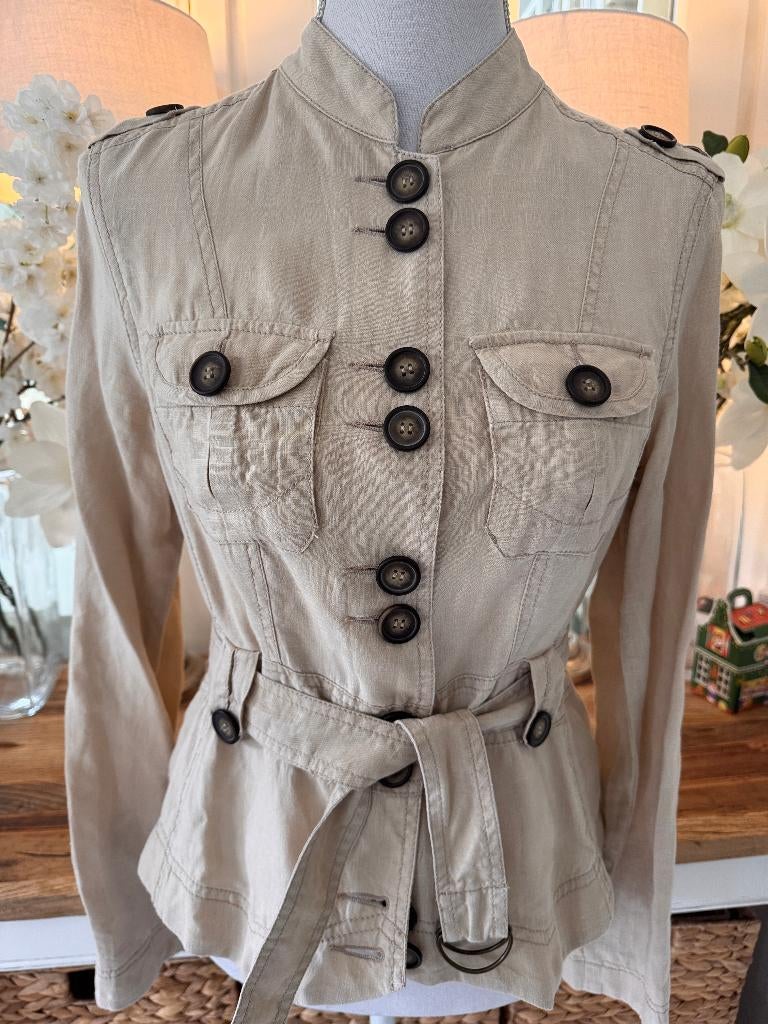 Beige linnen jasje Ro-Zu, 38/M, perfecte staat., Kleding | Dames, Maat 38/40 (M), Beige, Ophalen of Verzenden, Zo goed als nieuw