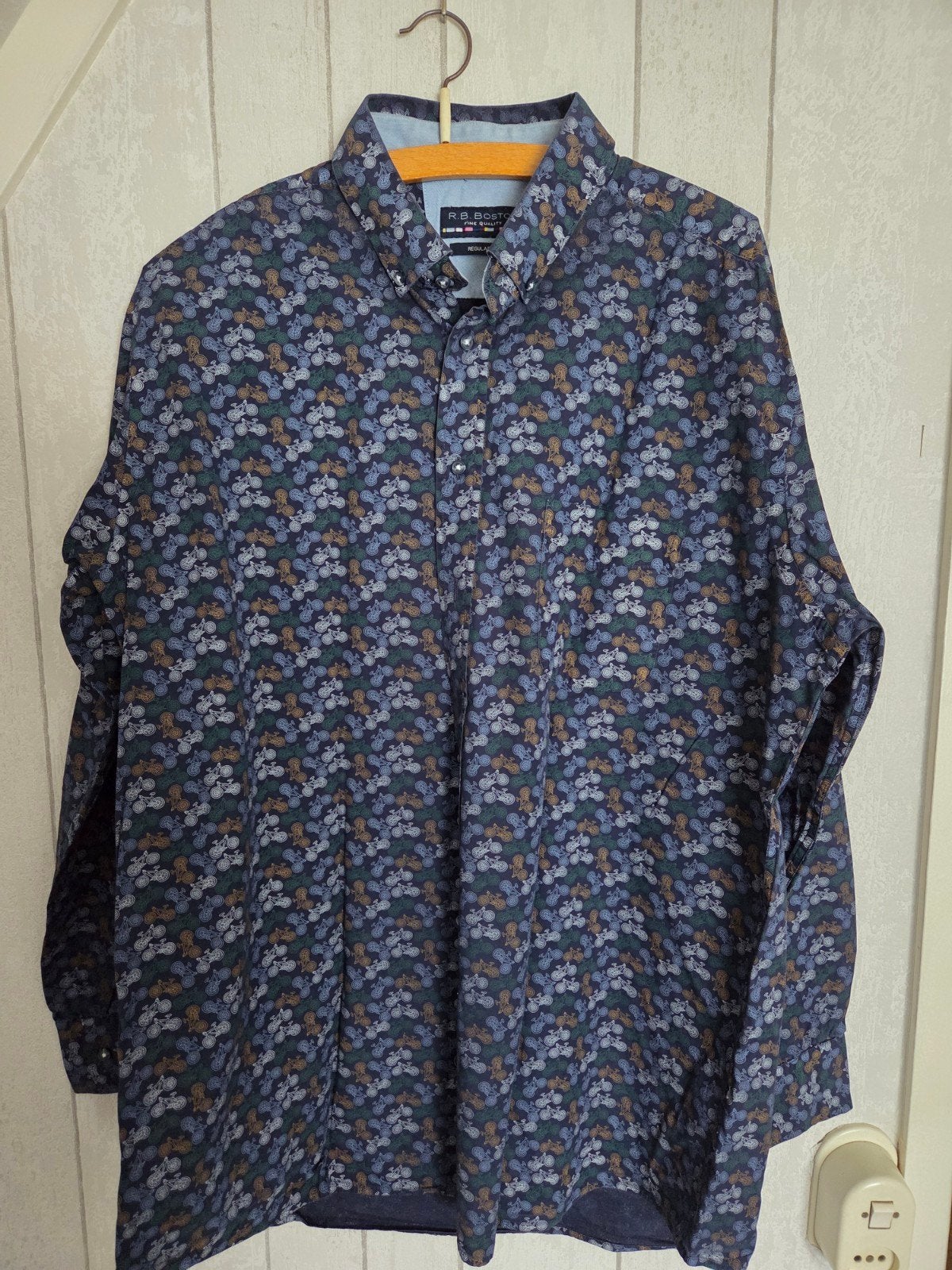 R.B. Boston overhemd, Blauw, Ophalen of Verzenden, Halswijdte 43/44 (XL), Gedragen