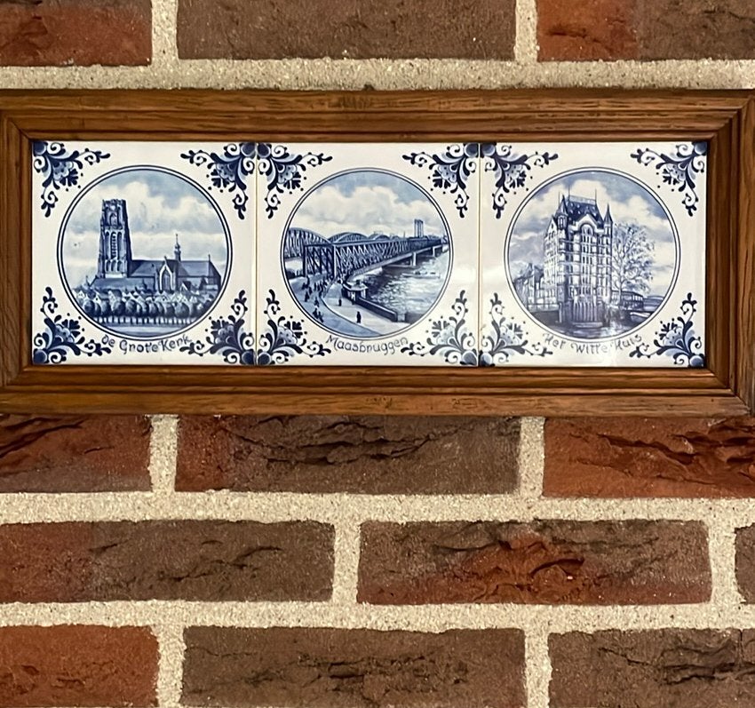 Delfsblauwe tegels in een drieluik van Rotterdam, Ophalen of Verzenden