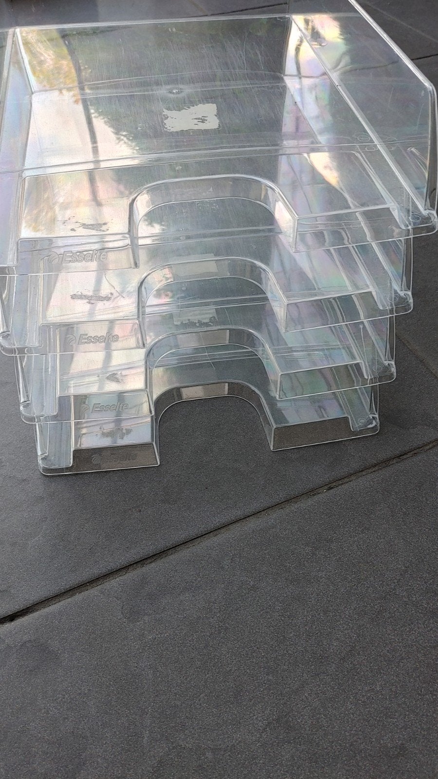 Postbakjes / stapelbakjes Esselte (set van 4), Gebruikt, Overige typen, Kunststof, Transparant
