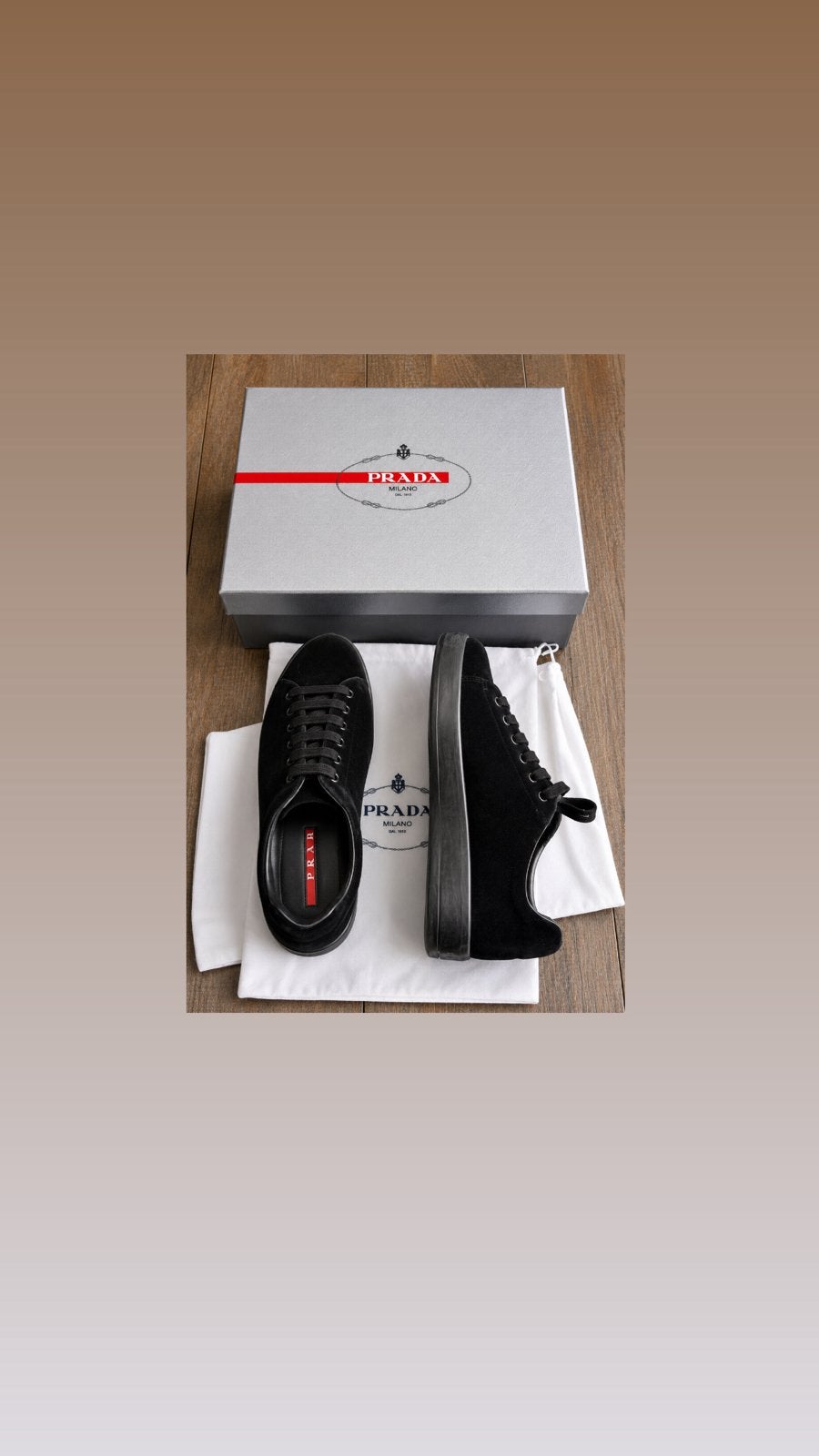 Prada Linea Rossa Mirror Laceup Sneakers Zwart Maat 40, Verzenden, Zwart, Sneakers of Gympen, Zo goed als nieuw