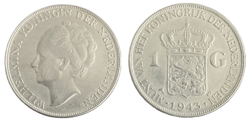 Gulden 1943 PD mooie kwaliteit, Postzegels en Munten, Munten | Nederland, 1 gulden, Verzenden, Zilver, Koningin Wilhelmina
