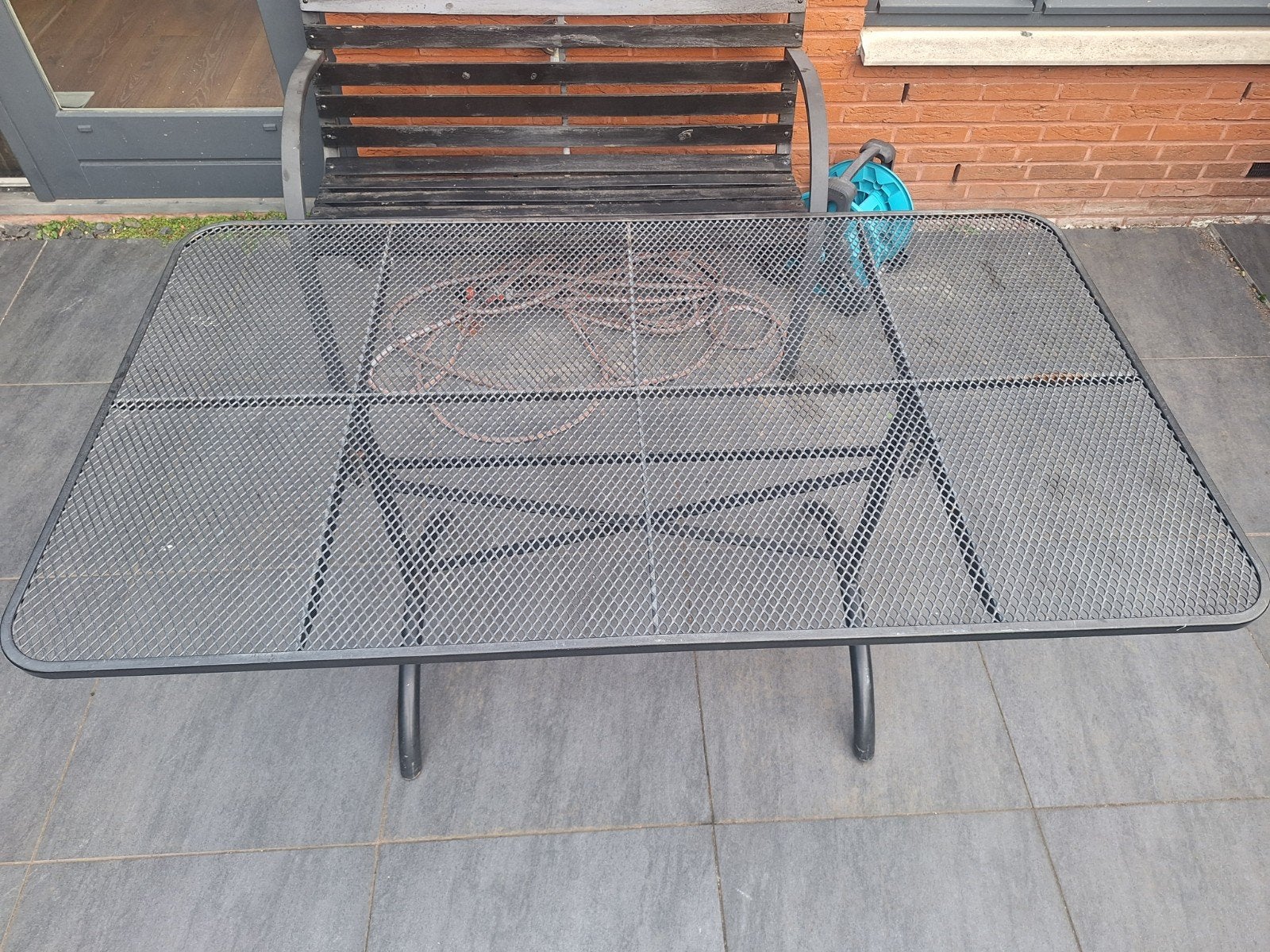 Tuintafel staal, Tuin en Terras, Tuintafels, Ophalen, Gebruikt, Rechthoekig, Metaal