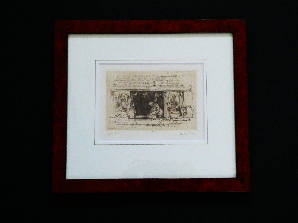 Jordaan Amsterdam ets Anton Pieck Voddenman uit 1933, Antiek en Kunst, Kunst | Etsen en Gravures, Ingelijst, Dagelijks leven, 25 cm