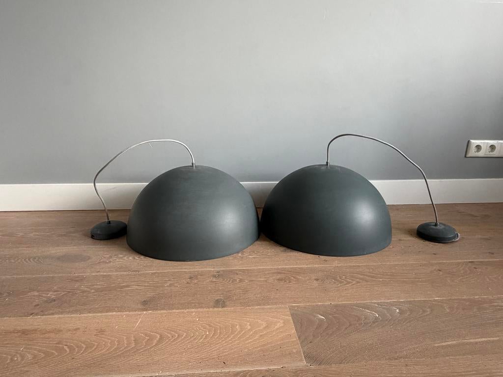 2 Industriële hanglampen betonlook/grijs - Warm licht, Ophalen, Zo goed als nieuw, Overige materialen, Minder dan 50 cm