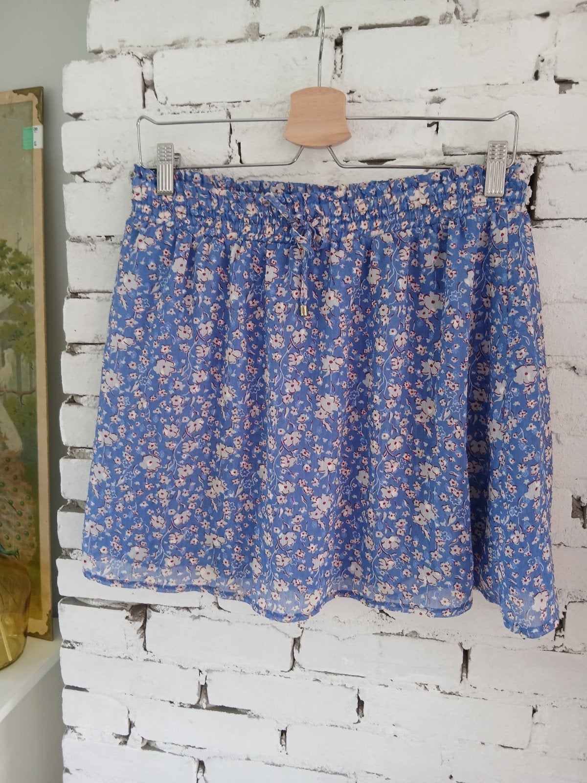 Cottonclub blauw rokje met bloemen, Ophalen of Verzenden, Zo goed als nieuw, Blauw, Boven de knie