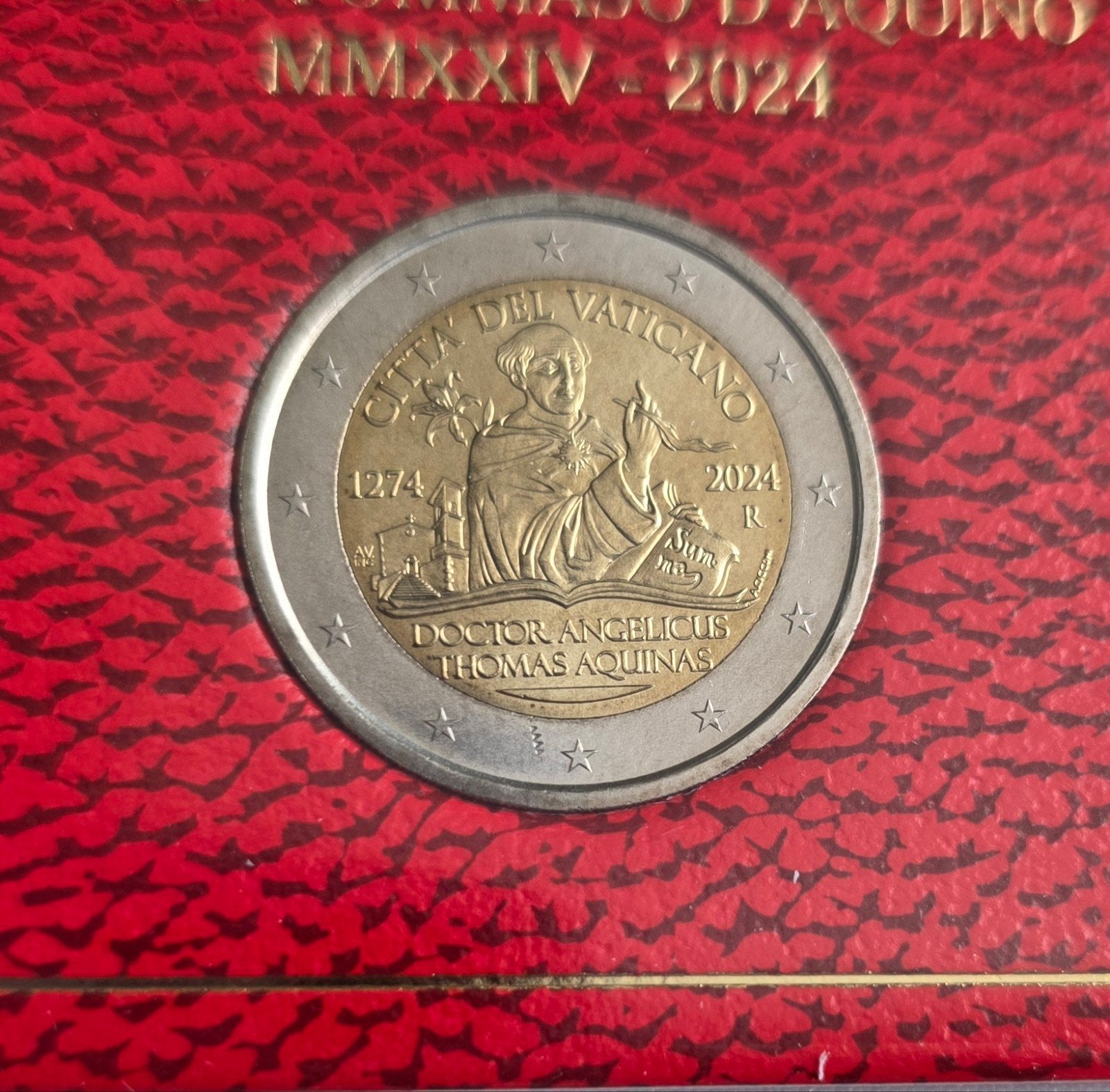 2 Euro Vaticaanstad 2024 Tommaso D'Aquino Coincard, Ophalen of Verzenden, Vaticaanstad, 2 euro, Losse munt