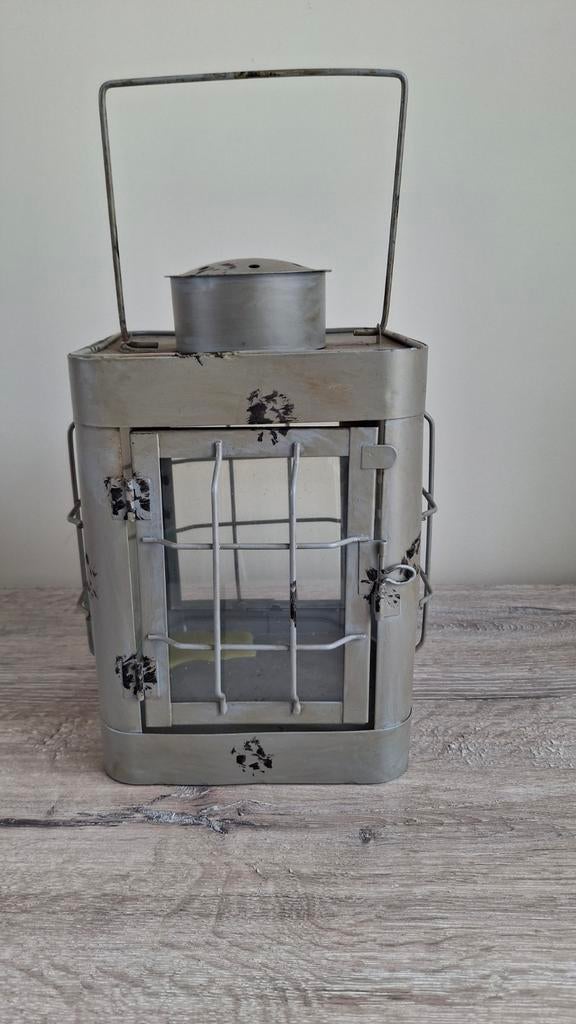 Decoratieve lantaarn - 22 cm hoog, 16 cm breed, Ophalen, Gebruikt, Vintage, Industrieel