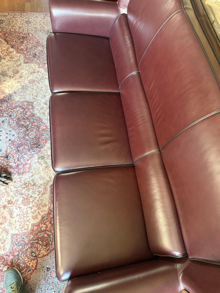 Leren 3-zitsbank en fauteuil - DN Design, Huis en Inrichting, Banken | Bankstellen, Ophalen, Gebruikt, 150 tot 200 cm, Driepersoons
