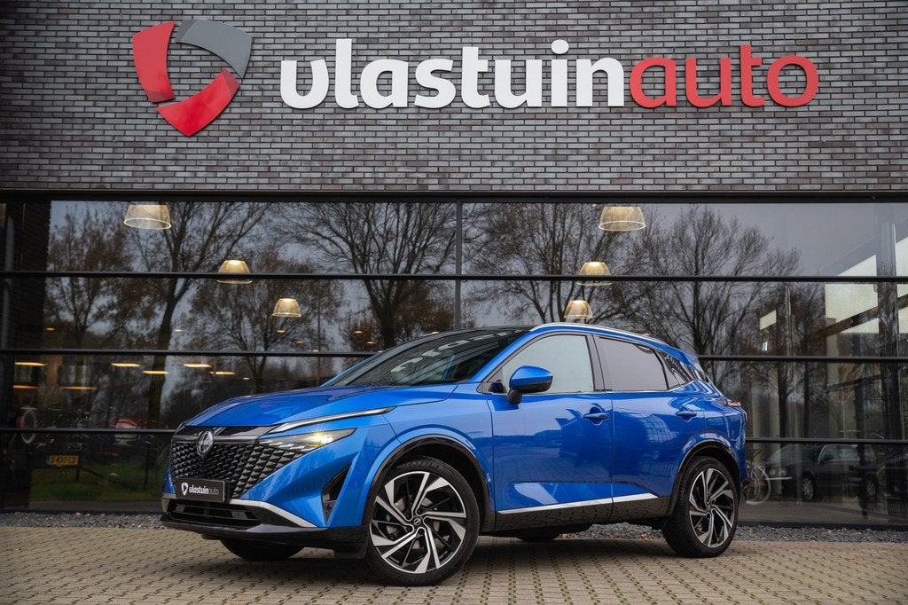 Nissan QASHQAI 1.3 MHEV Xtronic Tekna Plus , 3D-camera, Pano, Auto's, Nissan, Gebruikt, Zwart, 4 cilinders, Blauw