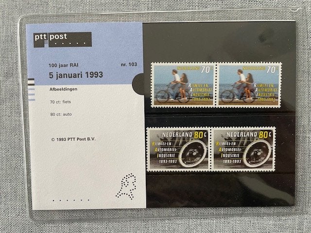 Postzegelmapje PZM103 - 100 jaar Vereniging RAI 1993, Ophalen of Verzenden, Postfris, Overige thema's