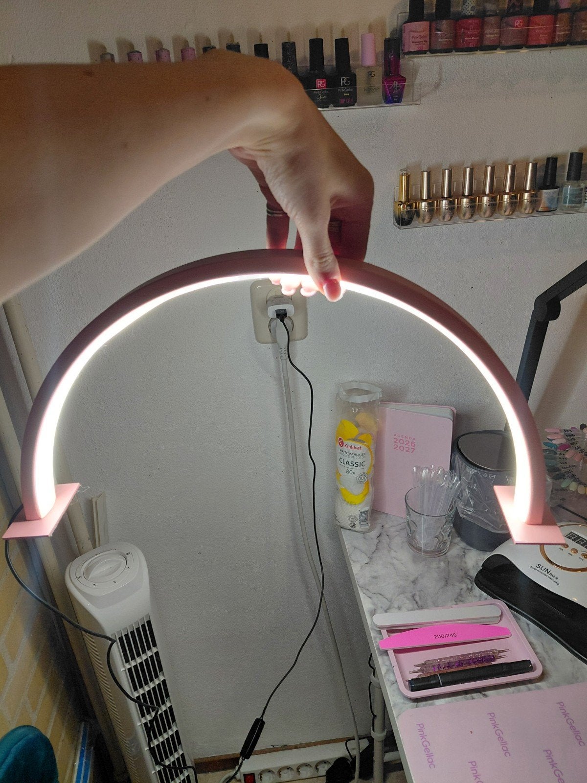 Booglamp., Huis en Inrichting, Lampen | Overige, Ophalen, Overige materialen, Gebruikt, Dimbaar