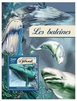 WALVISSEN-WHALES= Prachtig bl. v DJIBOUTI-18, Verzenden, Postfris, Dier of Natuur