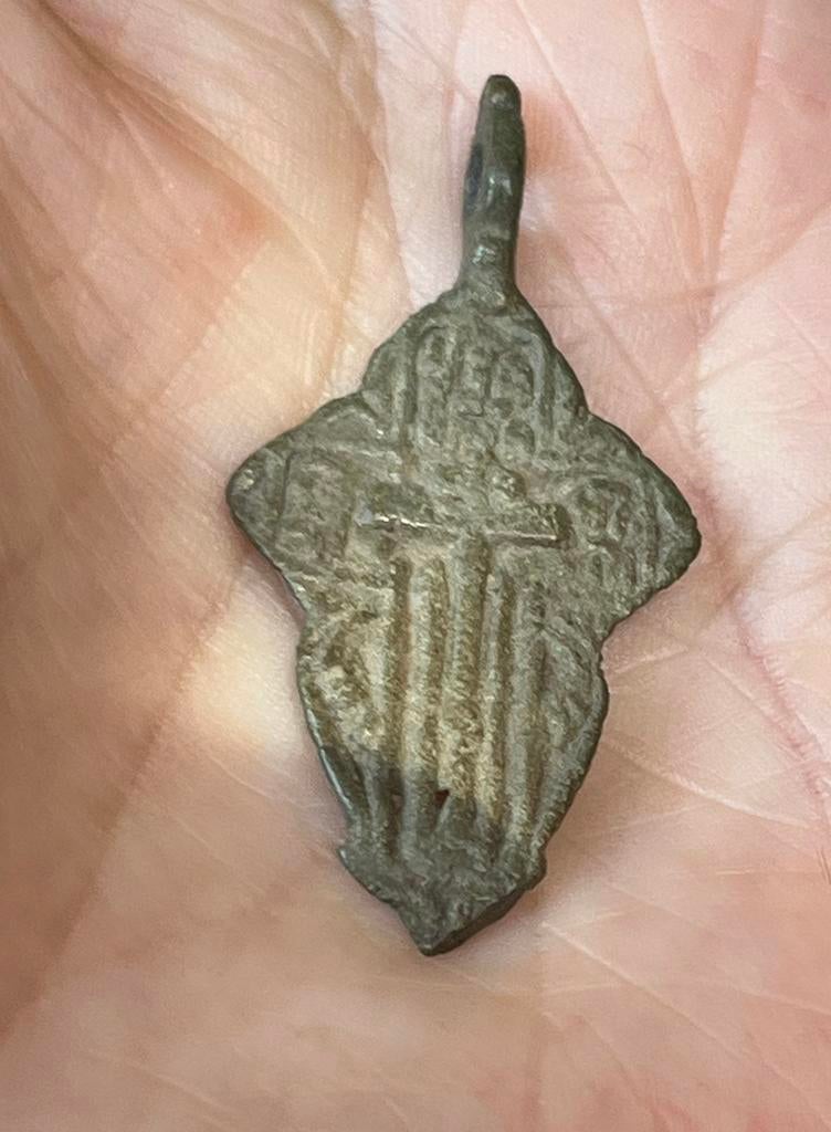 Bodemvondst….16e/19e eeuws Russisch/ Orthodox Kruishanger, Antiek en Kunst, Ophalen of Verzenden