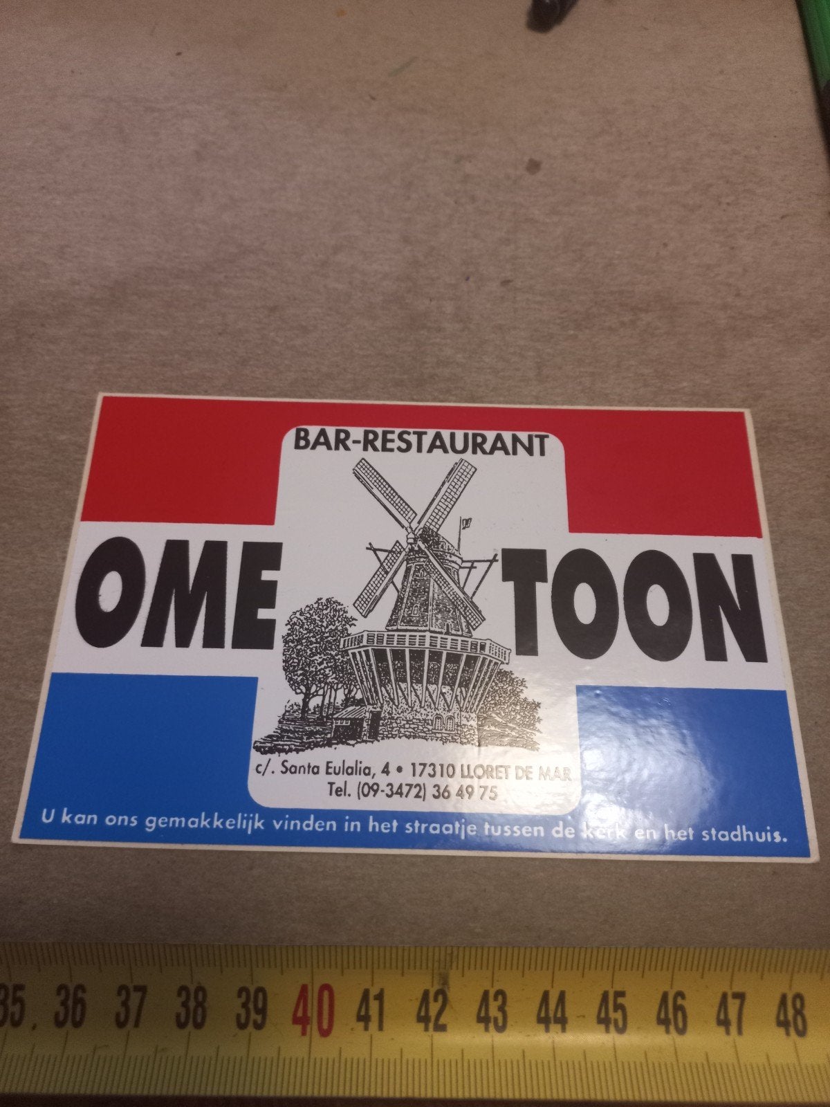Vintage Sticker Bar-Restaurant Ome Toon Lloret de Mar, Ophalen of Verzenden
