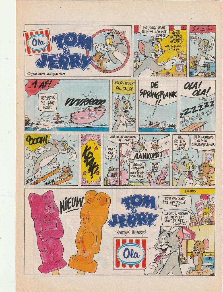 Retro reclame 1984 Ola Tom & Jerry waterijsjes speedboot, Verzamelen, Verzenden, Overige typen
