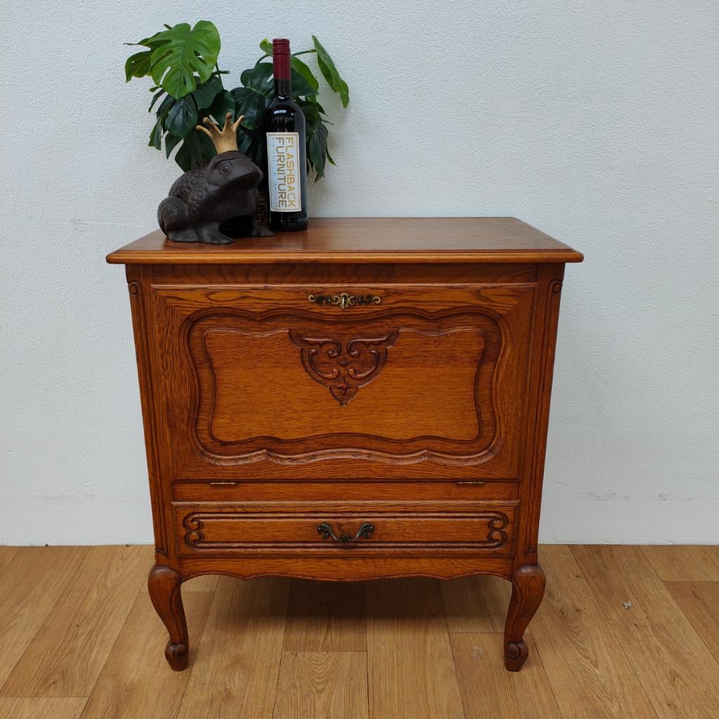 Landelijk vintage Queen Ann klepkastje barkastje kastje 704, Valkenswaard, Gebruikt, 5 laden of meer, Info@flashbackfurniture.nl