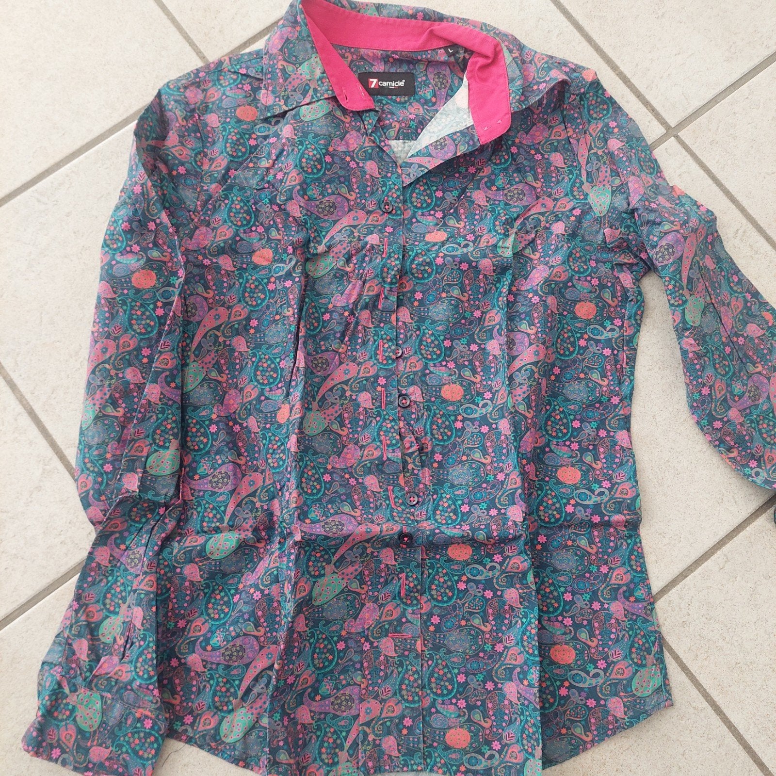 7 camicie Dames blouse met paisley print - Maat L, Ophalen of Verzenden, Zo goed als nieuw, Maat 38/40 (M), Meerkleurig