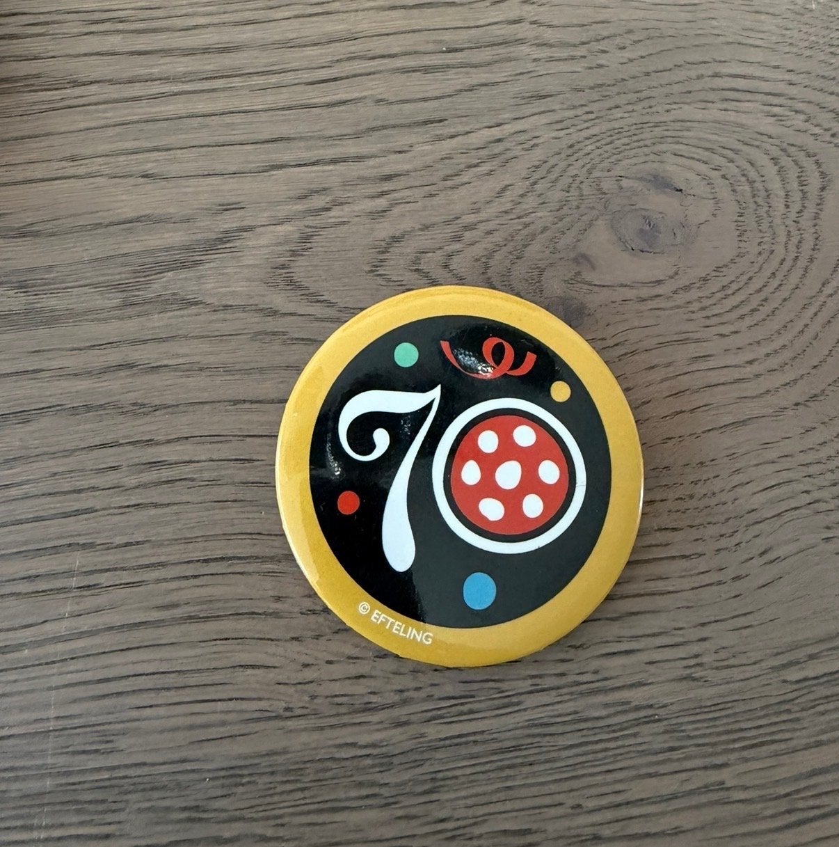 Efteling 70 jaar jubileum button, Ophalen of Verzenden, Zo goed als nieuw, Overige onderwerpen, Button