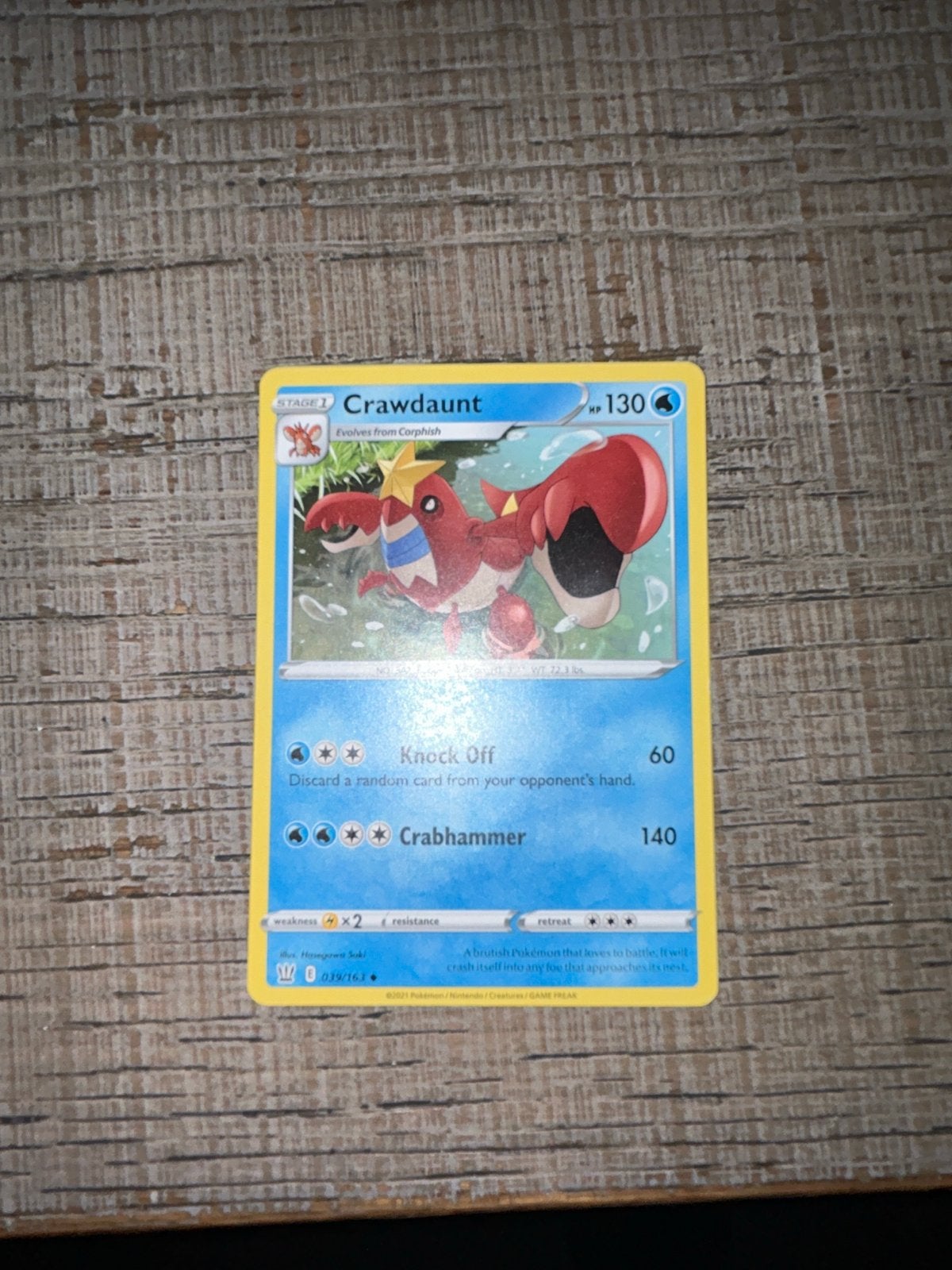 Pokémon Kaart Crawdaunt (Stage 1, 130 HP), Ophalen of Verzenden, Zo goed als nieuw, Losse kaart