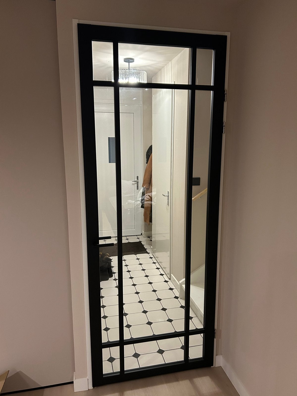 Houten binnendeur met glas - Zwart, modern design, Ophalen, 80 tot 100 cm, Binnendeur, 200 tot 215 cm