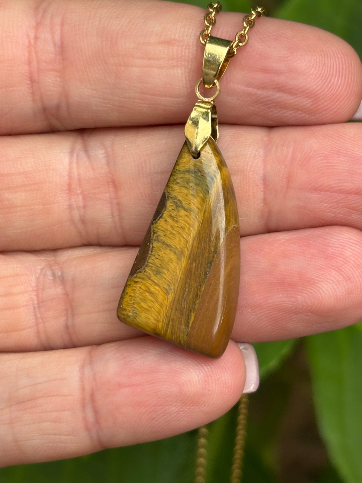 Tijgeroog Edelsteen Hanger - Roestvrijstaal Ketting, Sieraden, Tassen en Uiterlijk, Kettingen, Bruin, Vanbeeksaar4@gmail.com, Nieuw
