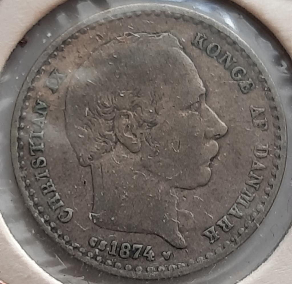 Denmark 25 øre 1874 (Zilver), Ophalen of Verzenden, Overige landen, Losse munt, Zilver