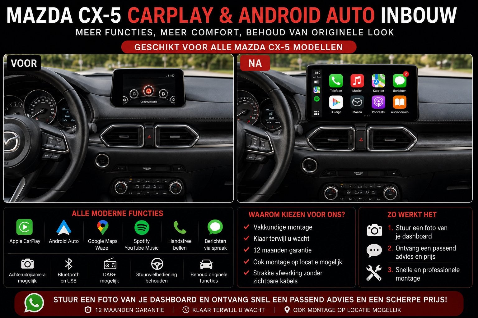 Mazda CX-5 CarPlay & Android Auto Inbouw, Ophalen, Nieuw