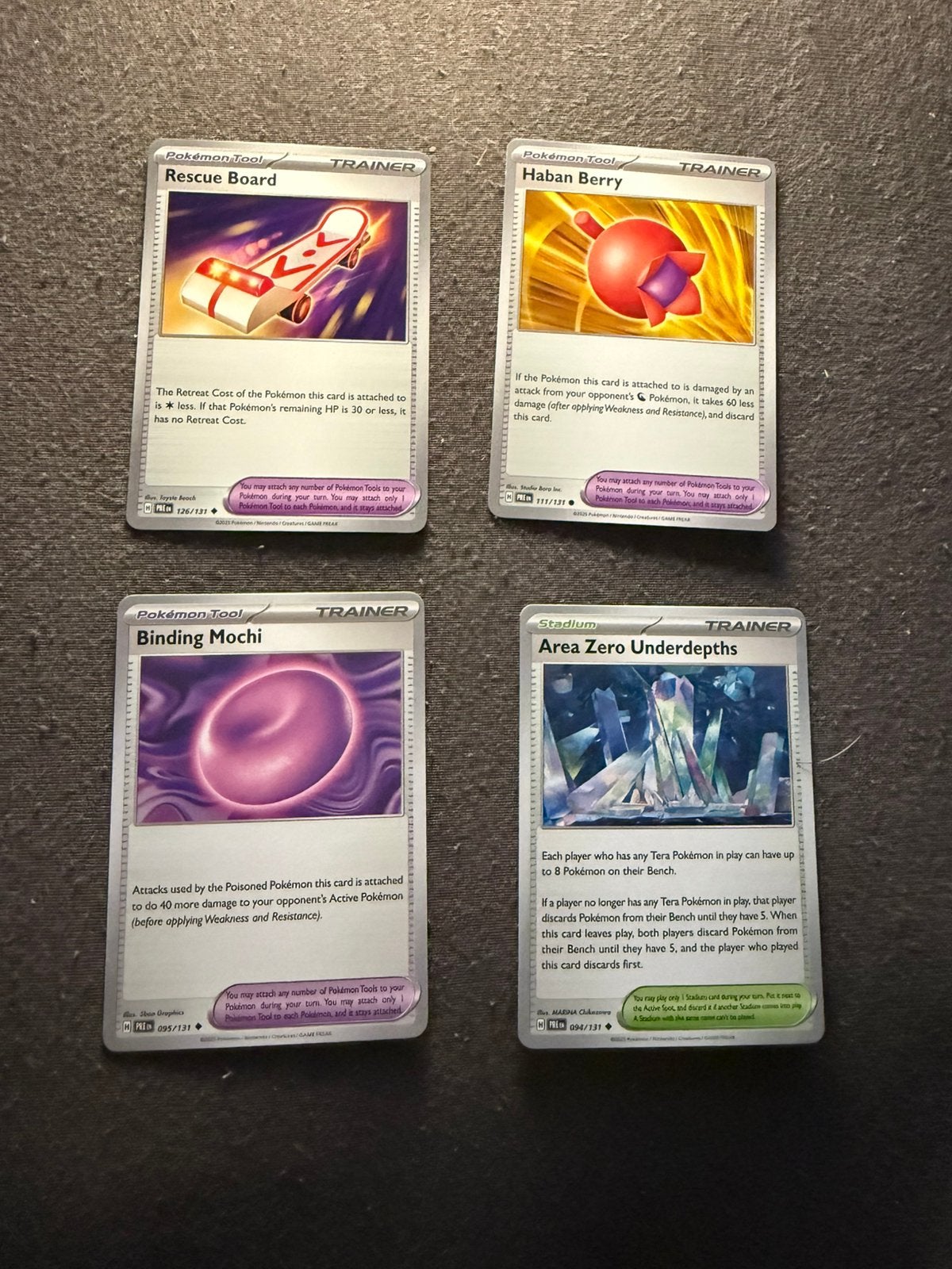 Pokemon tools en trainer stadium kaarten prismatic, Ophalen, Gebruikt, Losse kaart
