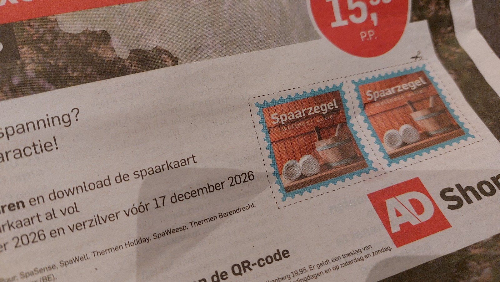 Krantsparen - dagje welness - spaarzegels t/m 16 dec sauna, Ophalen of Verzenden, Overige soorten, Zegels, Bonnen of Punten