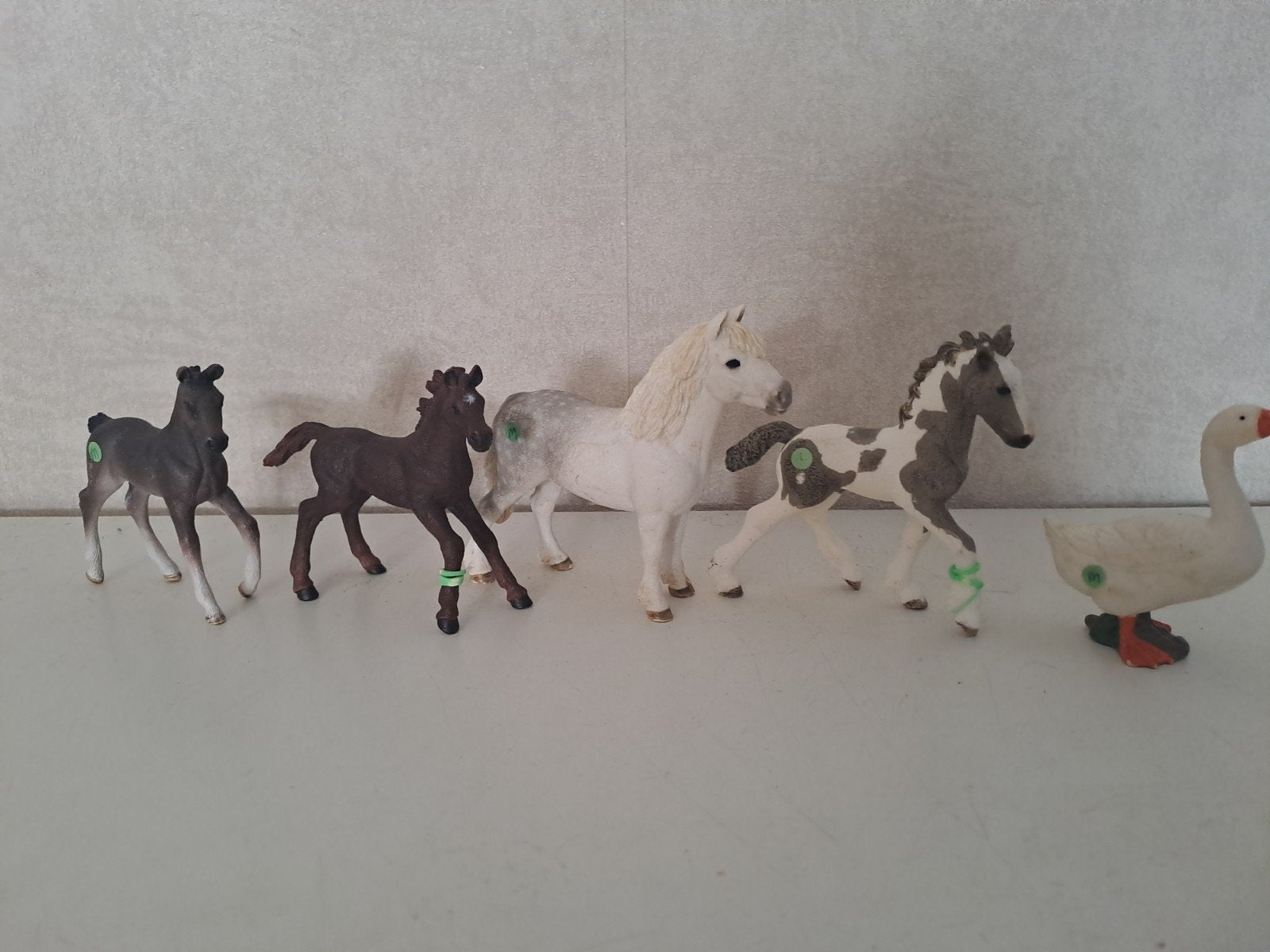 Schleich paarden en gans - voornamelijk veulens, Ophalen of Verzenden, Gebruikt