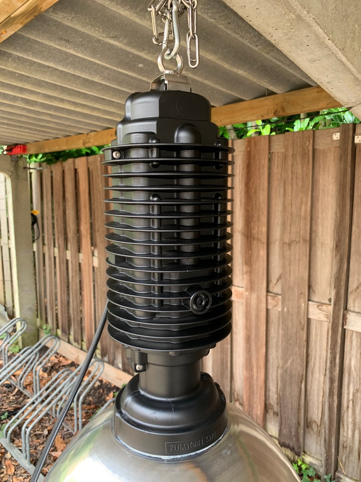 Oude industriële gaslamp –  E27 fitting – unieke hanglamp, Ophalen, Gebruikt