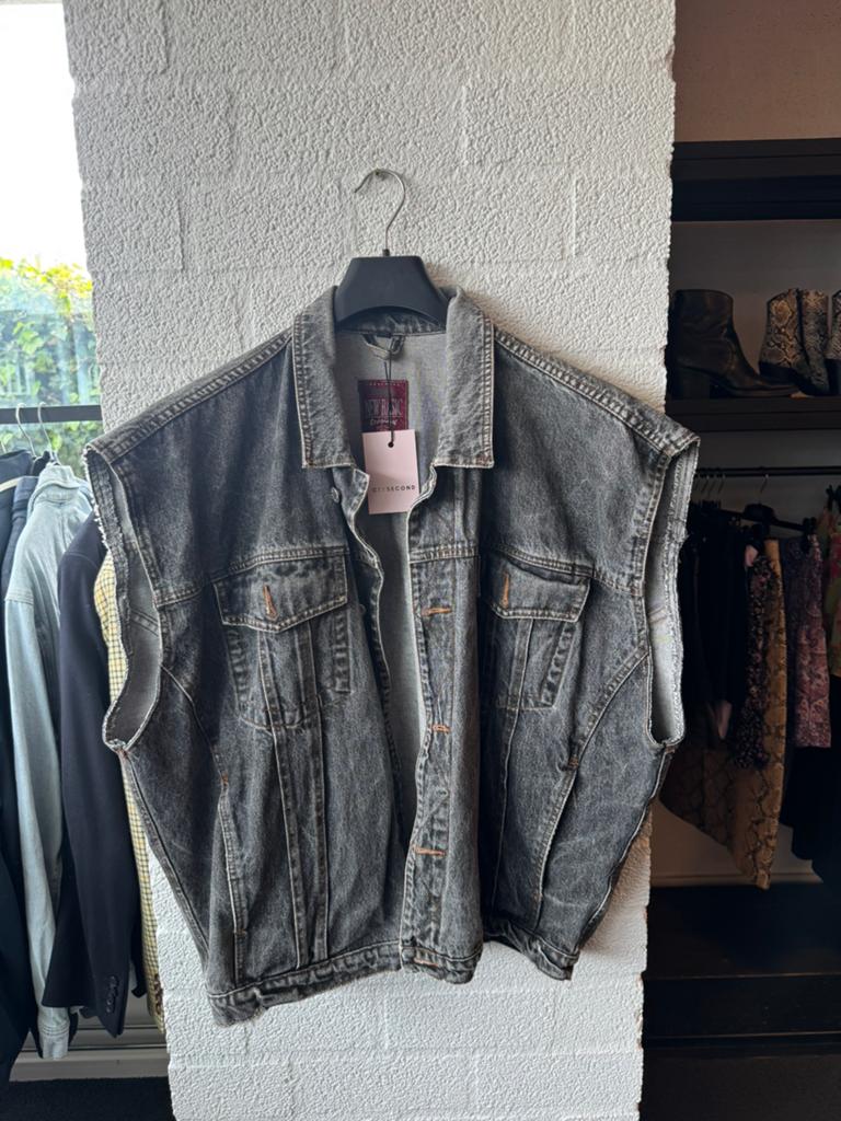 Vintage Spijker gilet heren maat XL denim, Ophalen of Verzenden, Zo goed als nieuw, Maat 56/58 (XL), Grijs