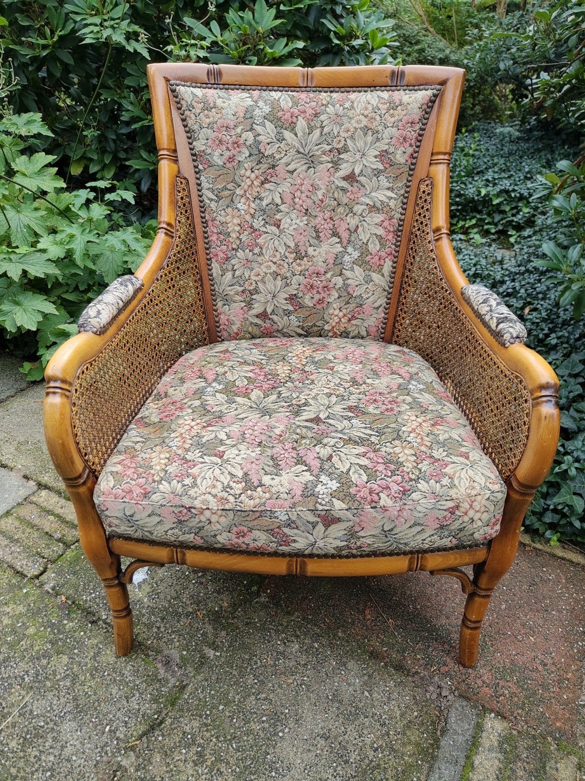 Vintage design faux bamboo Georgetti fauteuil stoel, Ophalen, Gebruikt