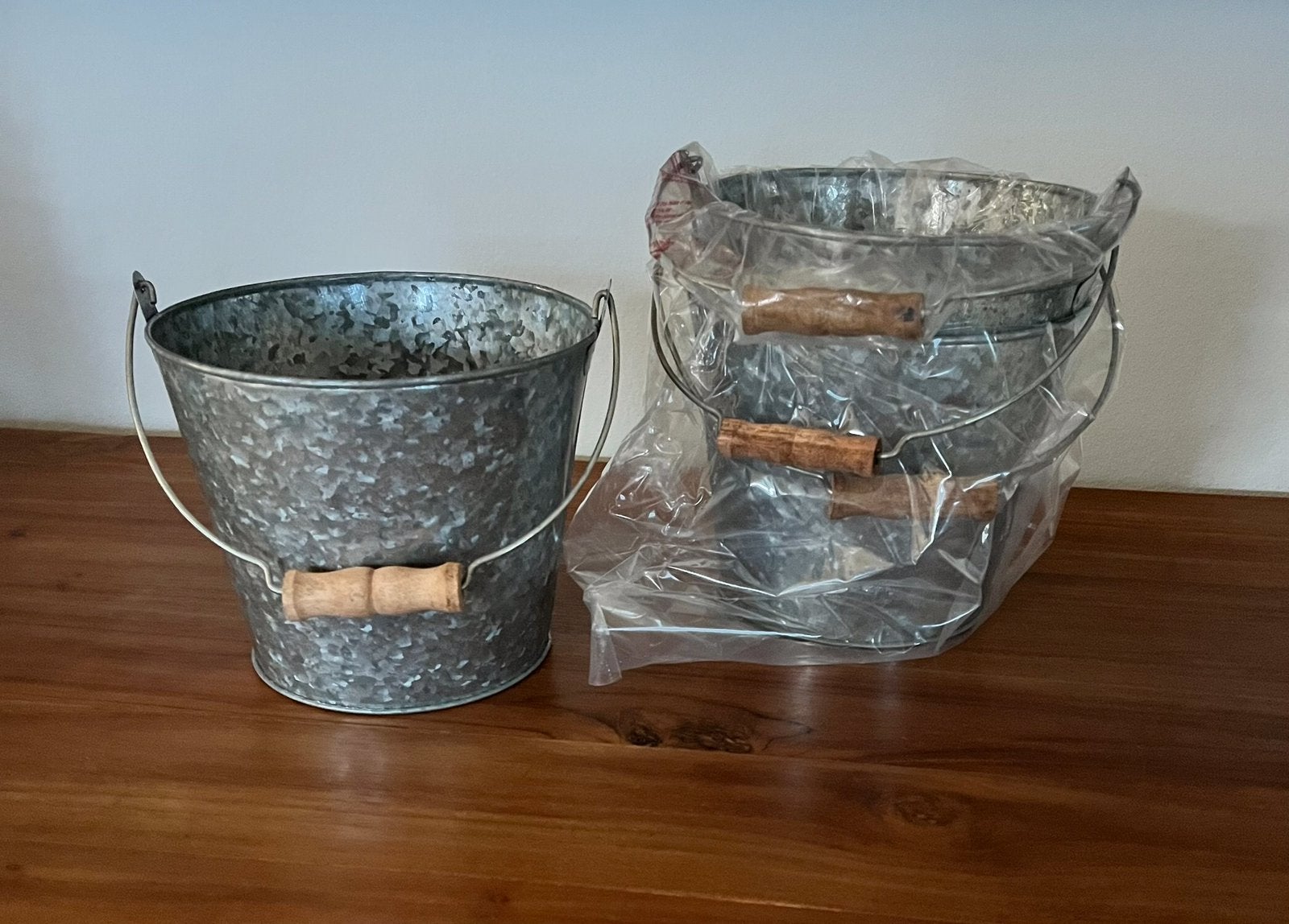 Metalen bloempoten 4x, Tuin en Terras, Ophalen of Verzenden, Zo goed als nieuw, Rond, Minder dan 30 cm