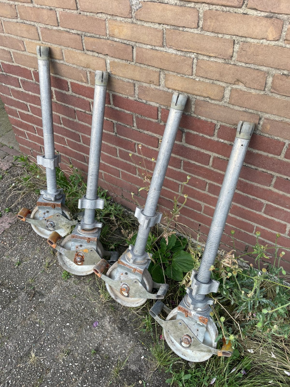 set rolsteiger wielen, Doe-het-zelf en Verbouw, Steigers, Ophalen, Zo goed als nieuw, Rolsteiger of Kamersteiger, 5 meter of hoger