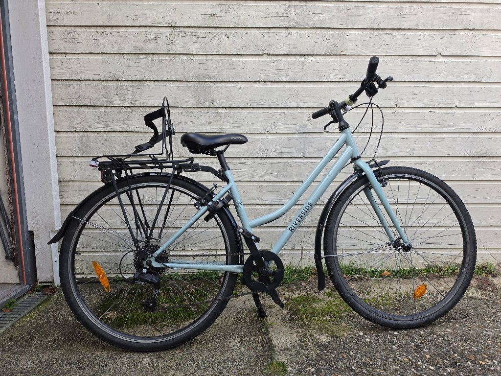 Hybridefiets Riverside 120 - lichtblauw, Gebruikt, Velgrem, Minder dan 47 cm, Ophalen