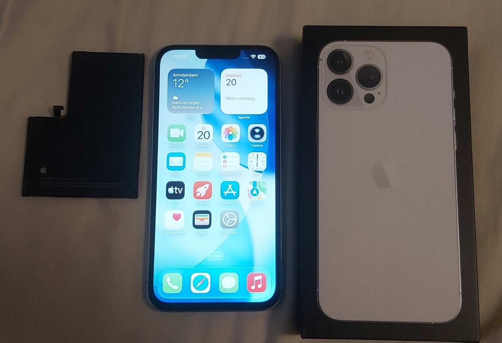 Iphone 13 PRO MAX 128GB GEEN FACE ID NIEUWE BATTERIJ, Wit, Ophalen of Verzenden, IPhone 13 Pro Max, 128 GB