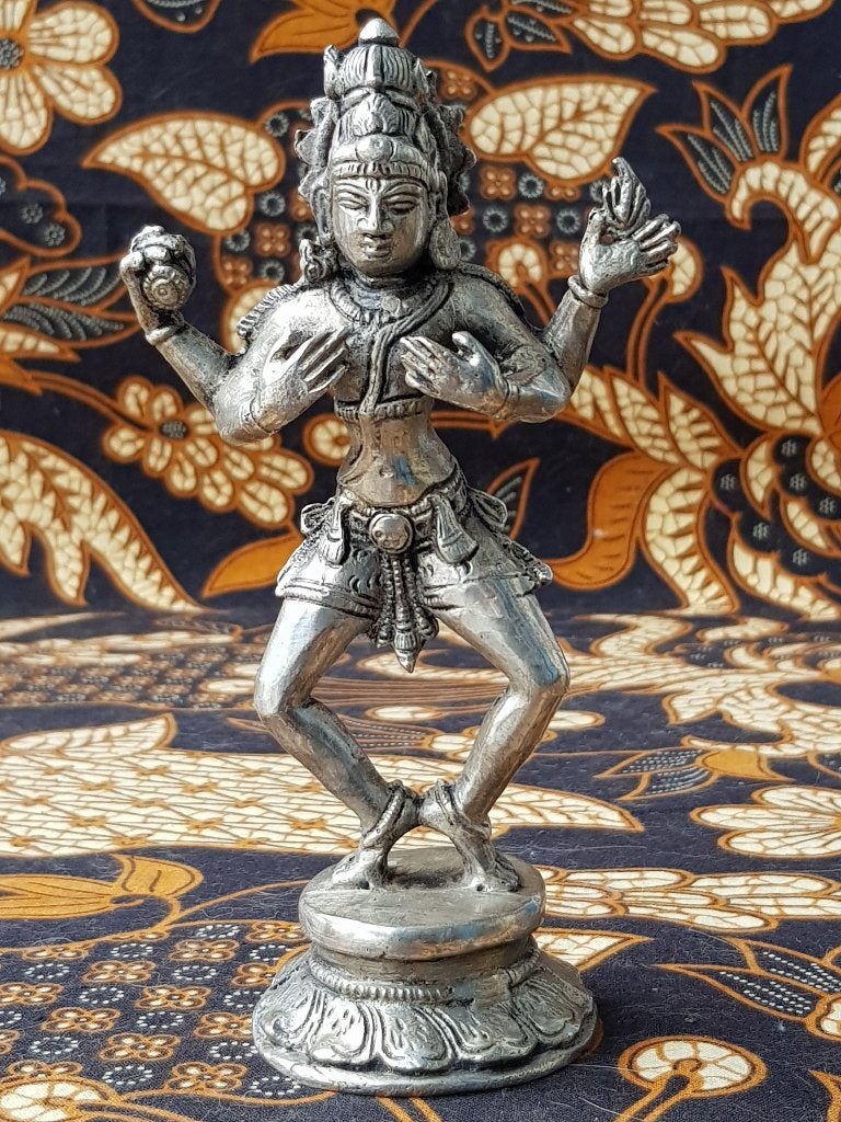 Mooi oud zilverbrons beeldje uit India van Shiva 15,5 cm.