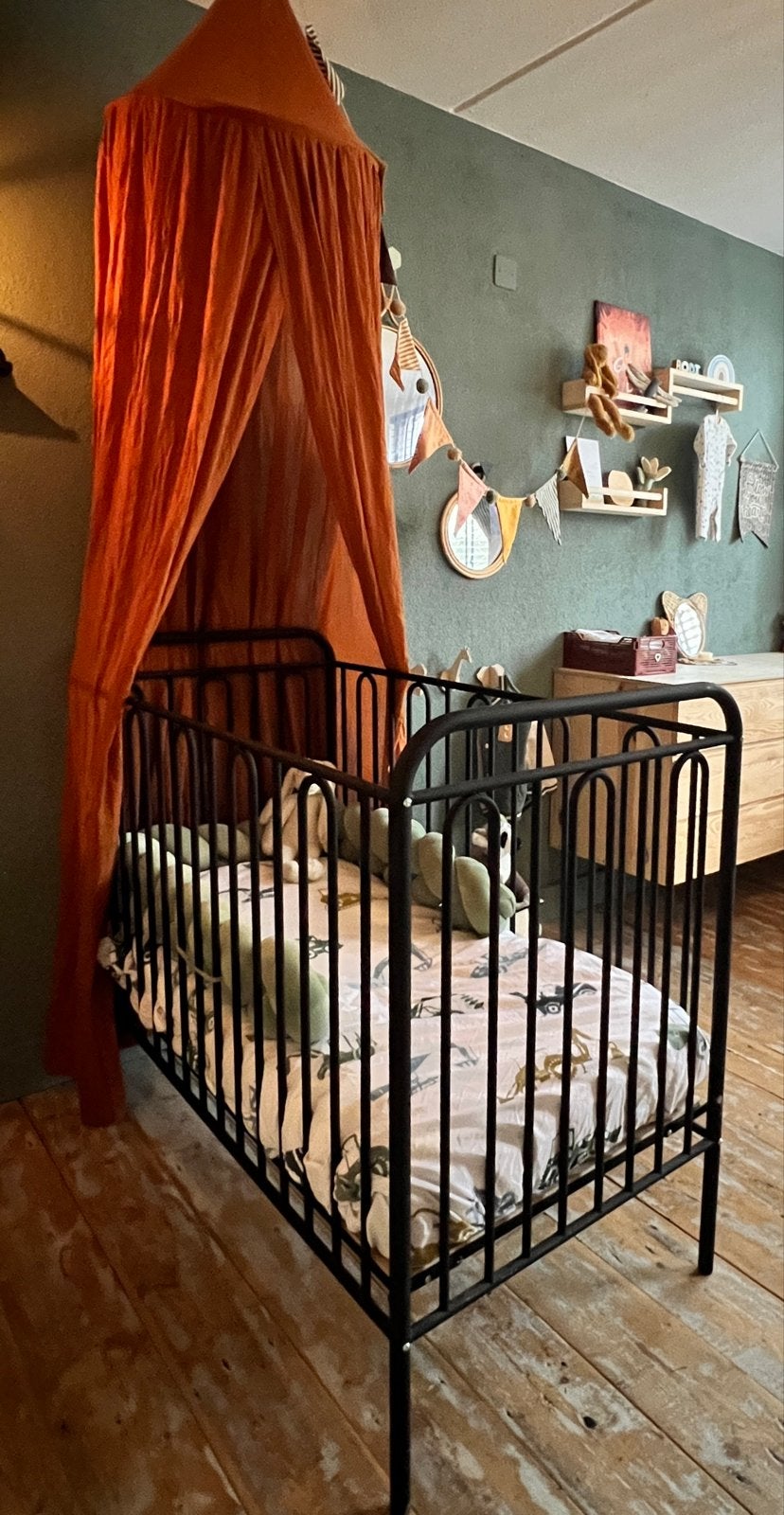 Ledikant Polini Kids - mat zwart metaal - 60x120, Ophalen, Zo goed als nieuw, Minder dan 140 cm, Matras